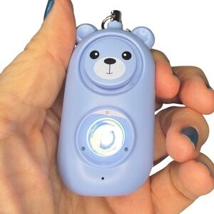 Blue Personal Alarm Flashlight 130dB Rechargeable Looks Like Ordinary Bag Charm